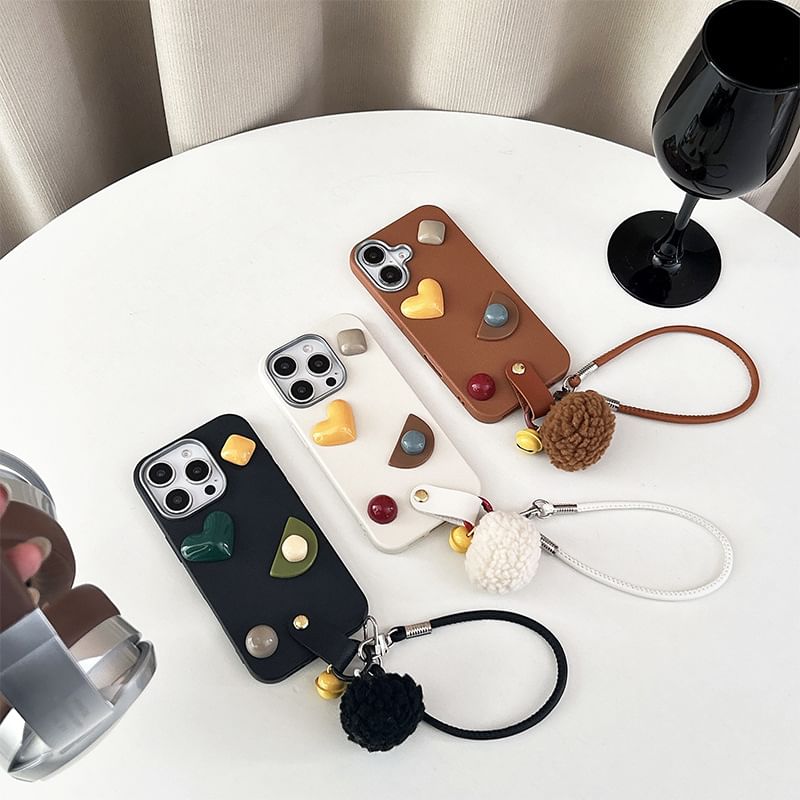 Strap with Geometric Case Phone Pom