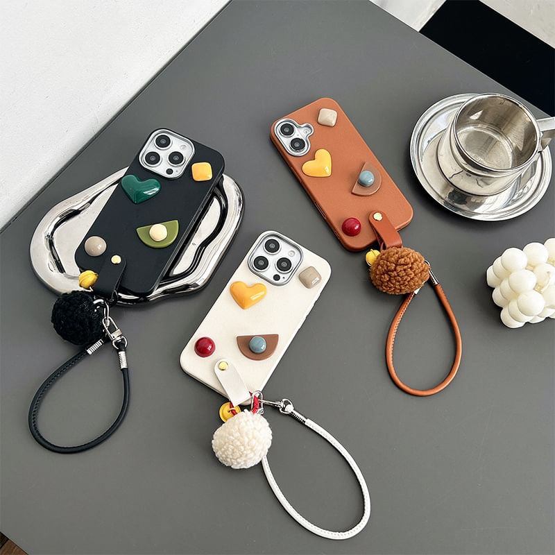 Strap with Geometric Case Phone Pom