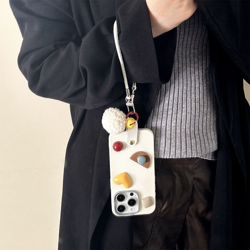 Strap with Geometric Case Phone Pom
