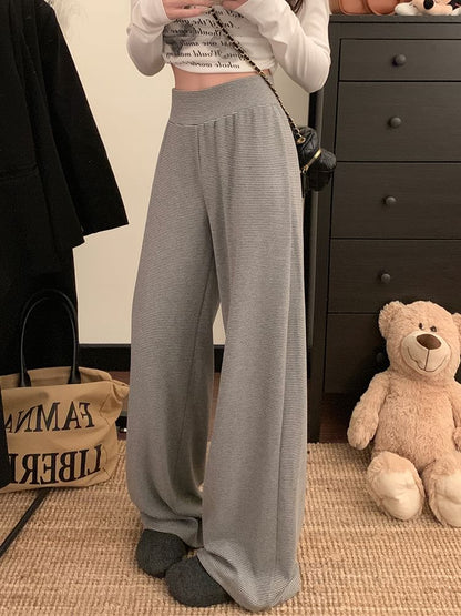 Wide High Leg Rise Pants Plain