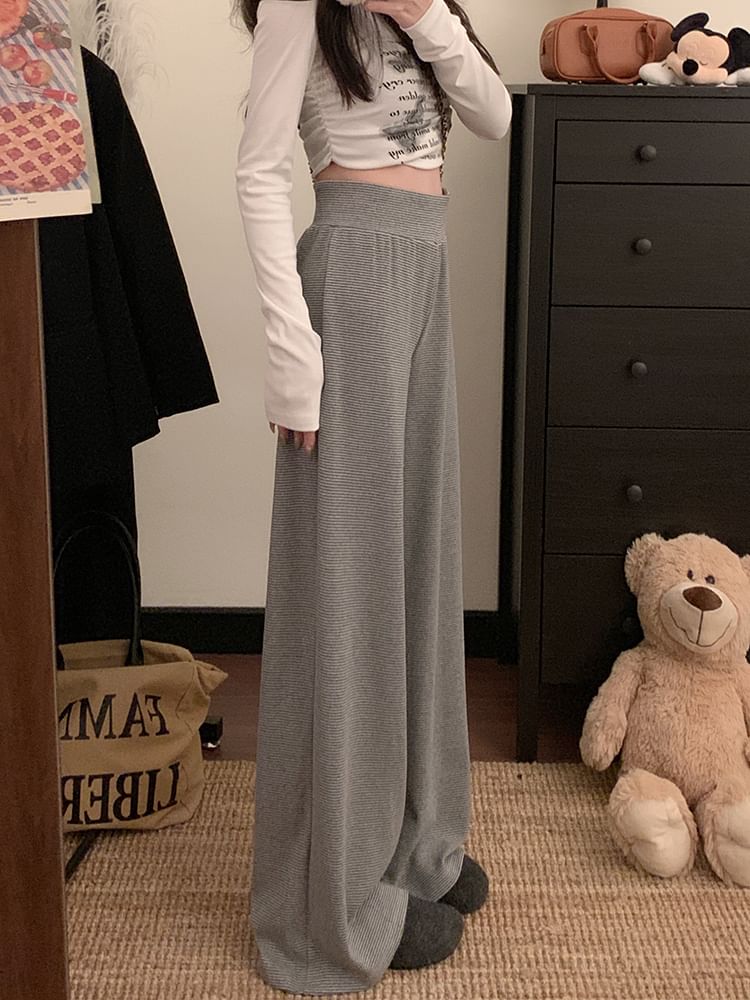 Wide High Leg Rise Pants Plain