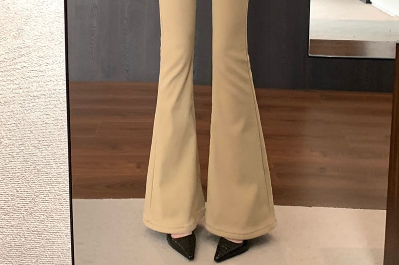 Waist Pants High Plain Flared