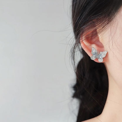 / Stud On Rhinestone Earring Butterfly Clip