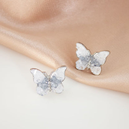 / Stud On Rhinestone Earring Butterfly Clip