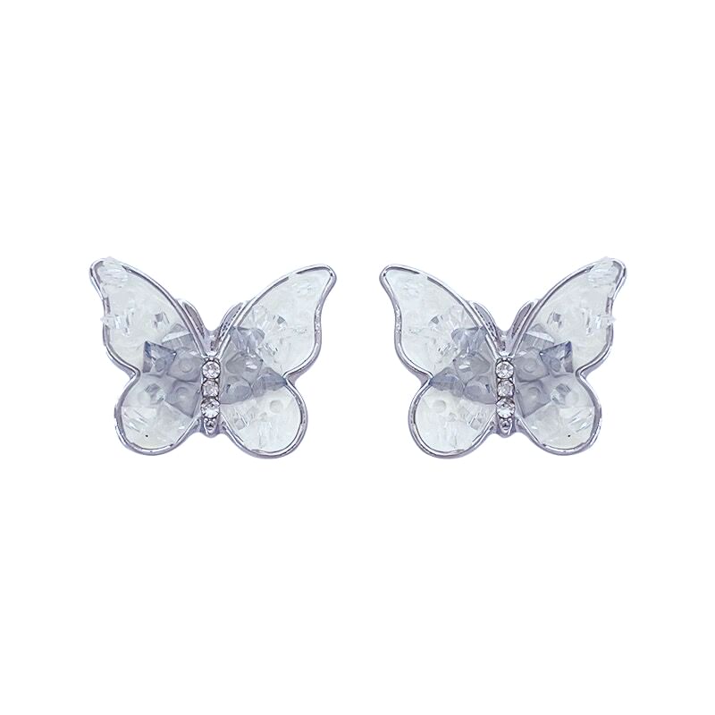 / Stud On Rhinestone Earring Butterfly Clip