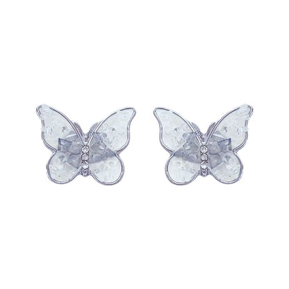 / Stud On Rhinestone Earring Butterfly Clip