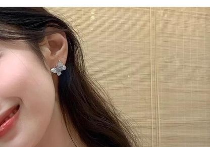 / Stud On Rhinestone Earring Butterfly Clip