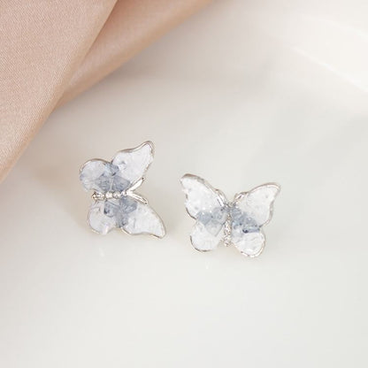 / Stud On Rhinestone Earring Butterfly Clip
