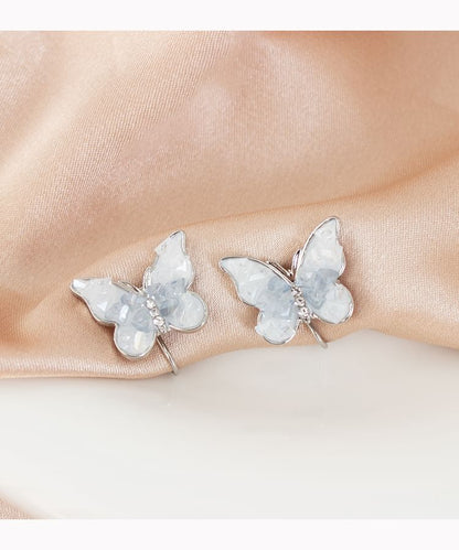 / Stud On Rhinestone Earring Butterfly Clip