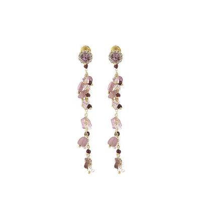 Drop Clip Rhinestone On Beaded Earring /