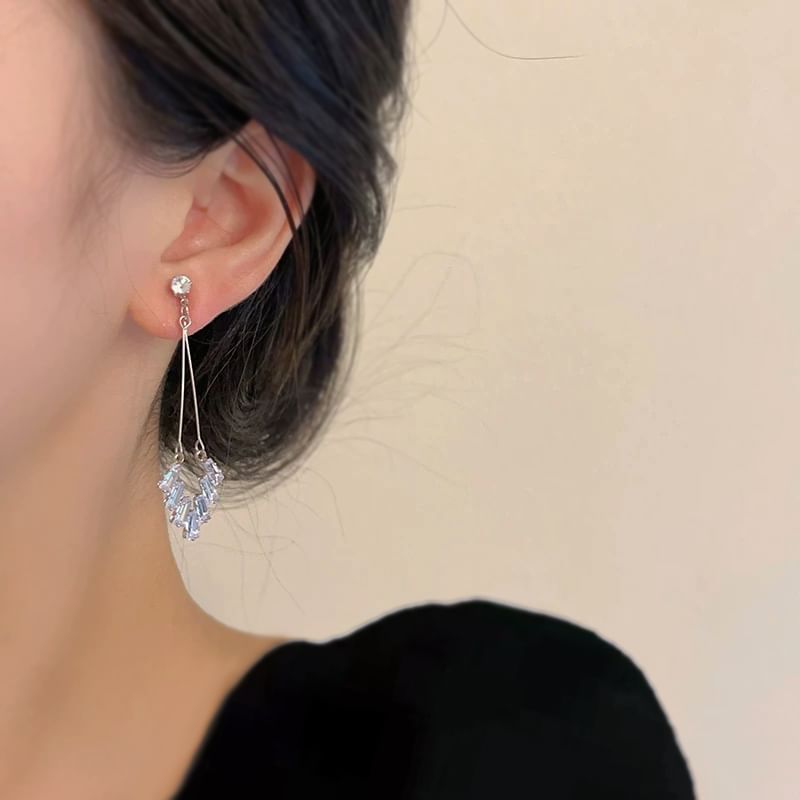 Earring Rhinestone Geometric Drop On / Clip