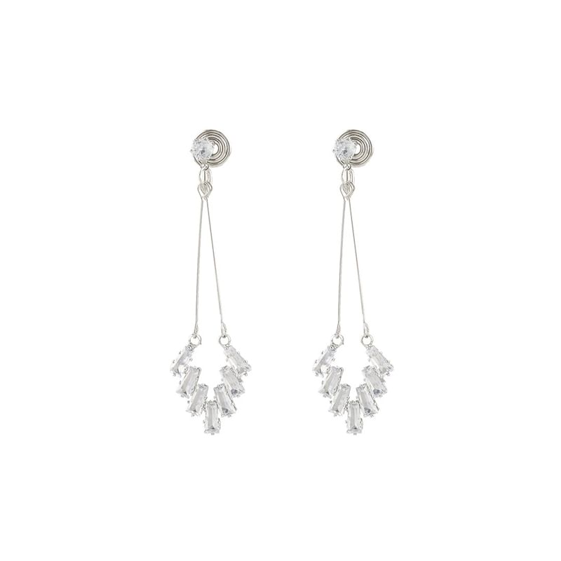Earring Rhinestone Geometric Drop On / Clip