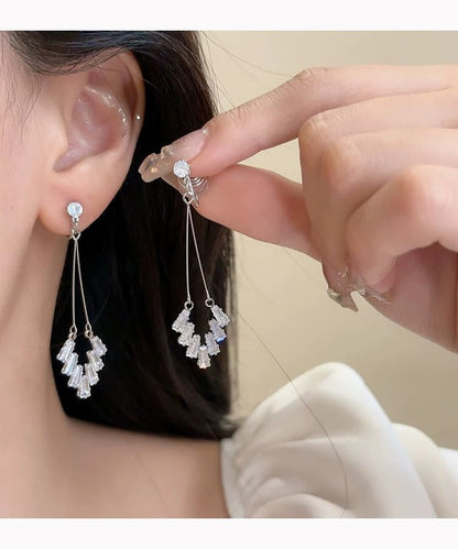 Earring Rhinestone Geometric Drop On / Clip