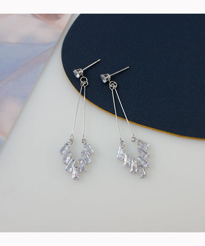 Earring Rhinestone Geometric Drop On / Clip
