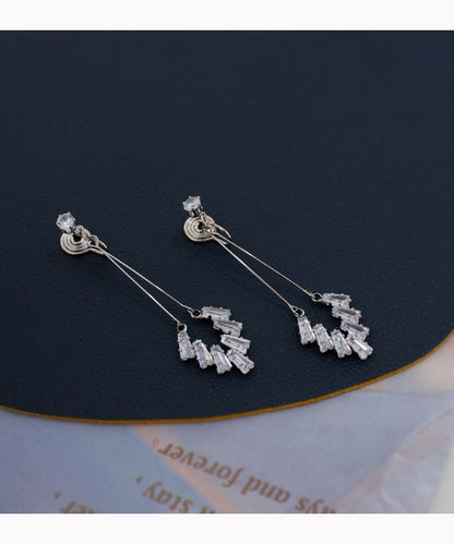 Earring Rhinestone Geometric Drop On / Clip