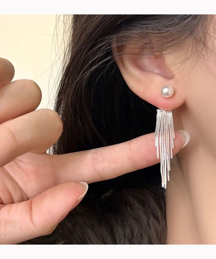 Earring Pearl Drop Clip / Faux On Fringe