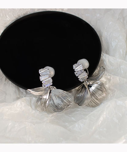 / Drop Rhinestone Earring Clip Petal On