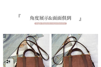 Crossbody Plain Handle Faux Suede Bag Top