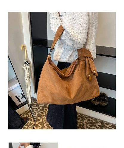 Suede Tote Bag Faux Plain