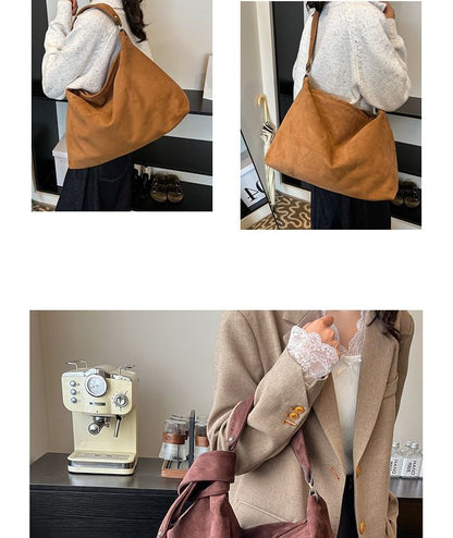 Suede Tote Bag Faux Plain