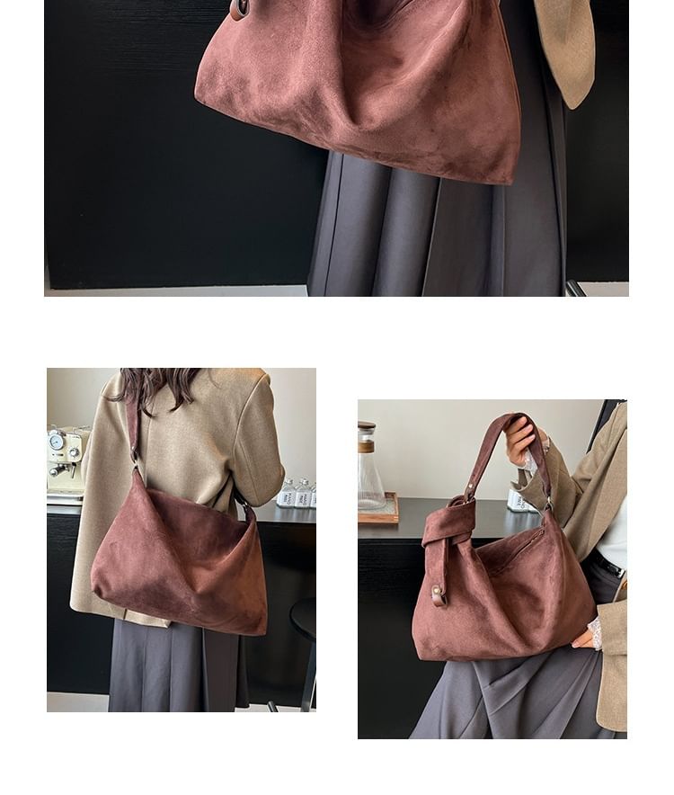 Suede Tote Bag Faux Plain