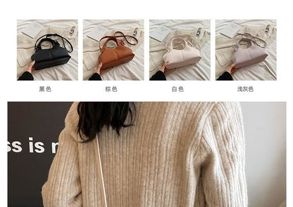 Top Crossbody Plain Handle Leather Faux Bag