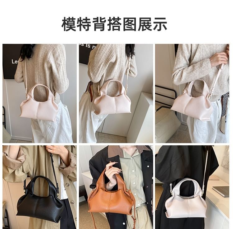 Top Crossbody Plain Handle Leather Faux Bag