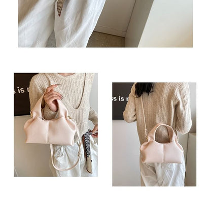 Top Crossbody Plain Handle Leather Faux Bag