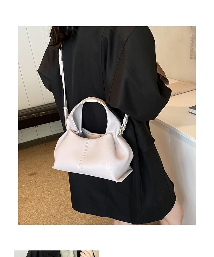 Top Crossbody Plain Handle Leather Faux Bag