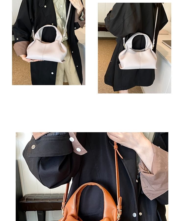 Top Crossbody Plain Handle Leather Faux Bag