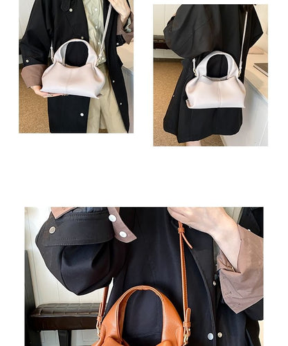 Top Crossbody Plain Handle Leather Faux Bag