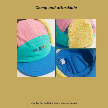 Earflap Color Cap Block Lettering