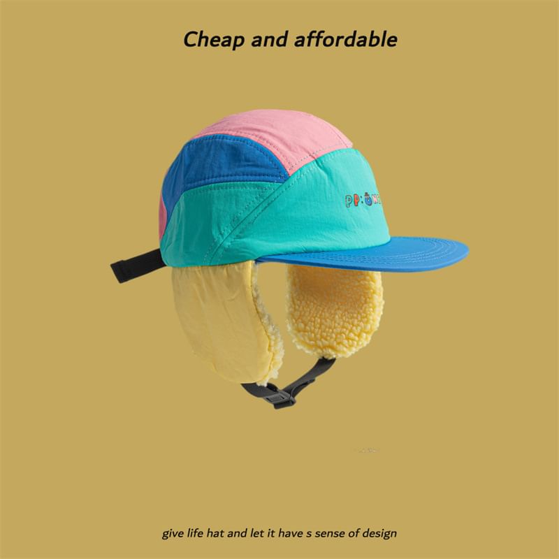 Earflap Color Cap Block Lettering
