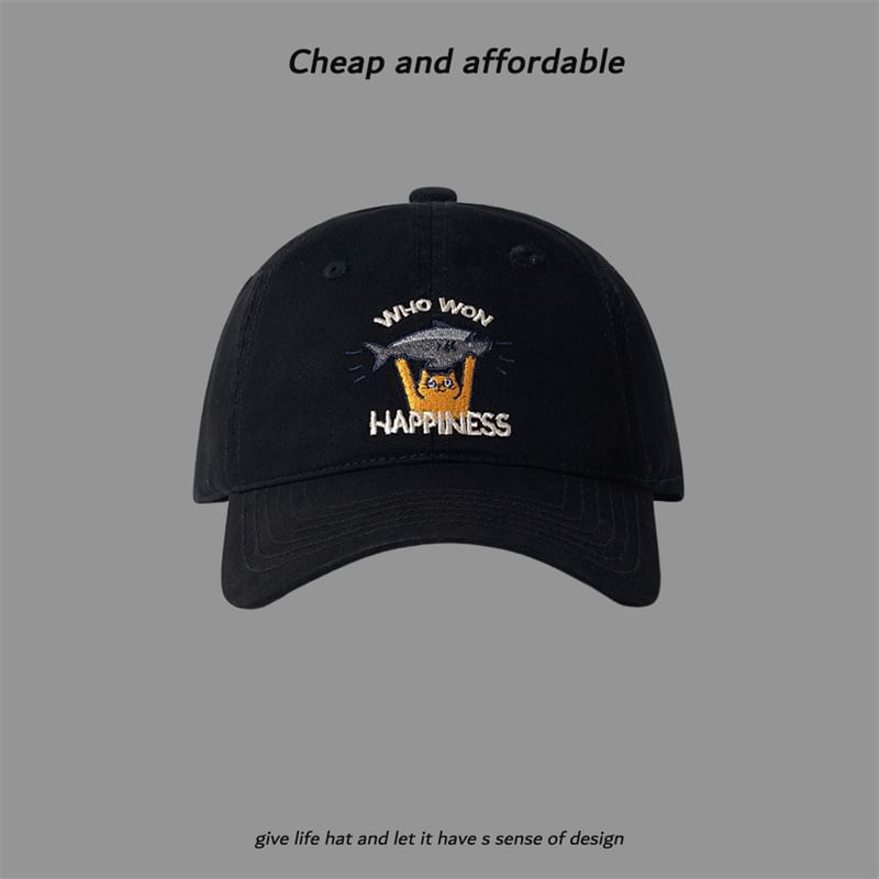 Baseball Embroidered Cap Cat