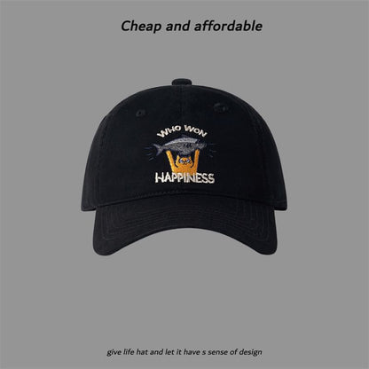 Baseball Embroidered Cap Cat