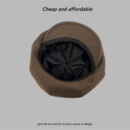 Plain Newsboy Cap Buttoned