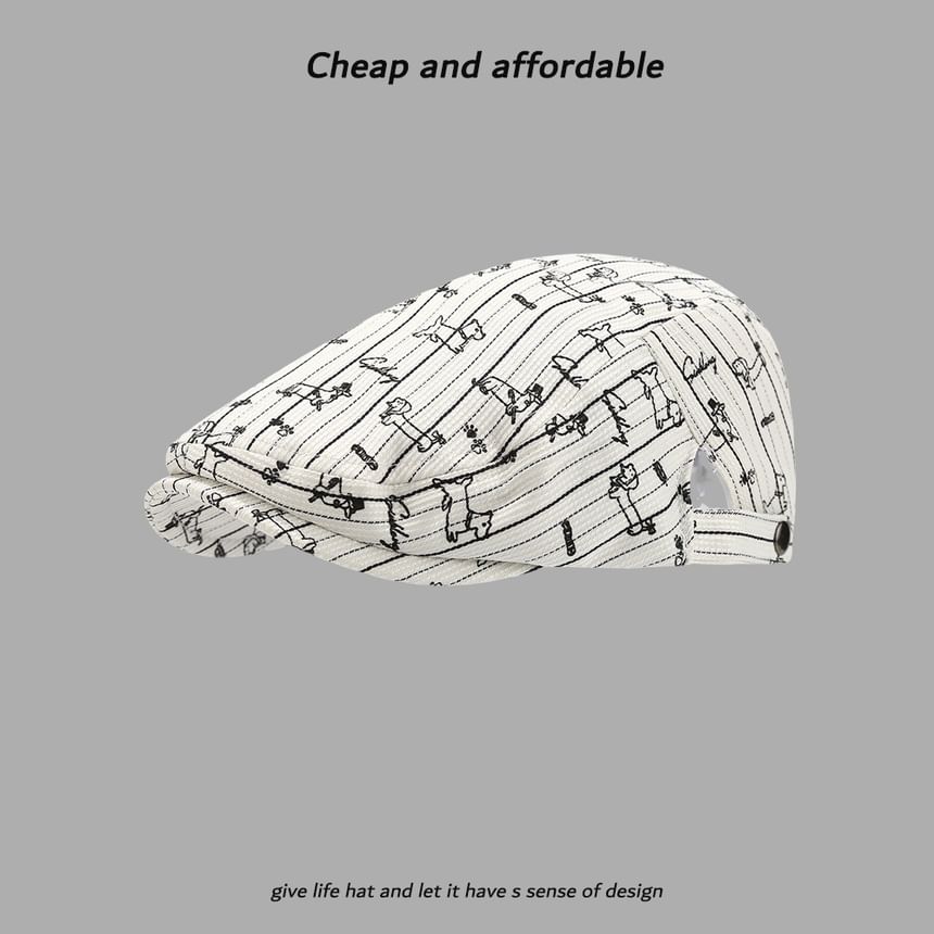 Cap Print Dog Newsboy