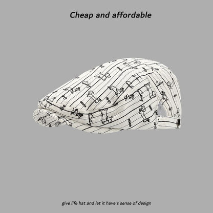 Cap Print Dog Newsboy
