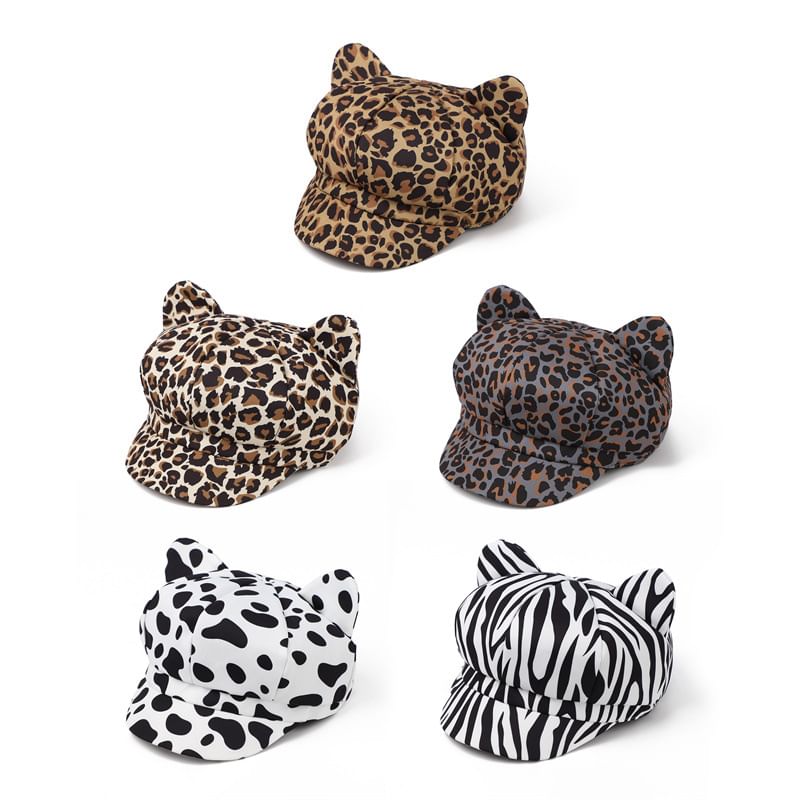 Cap Newsboy Ear Cat Patterned