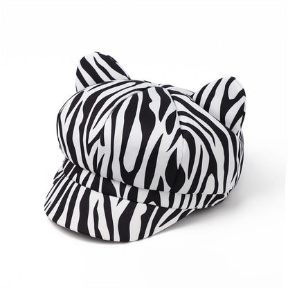 Cap Newsboy Ear Cat Patterned