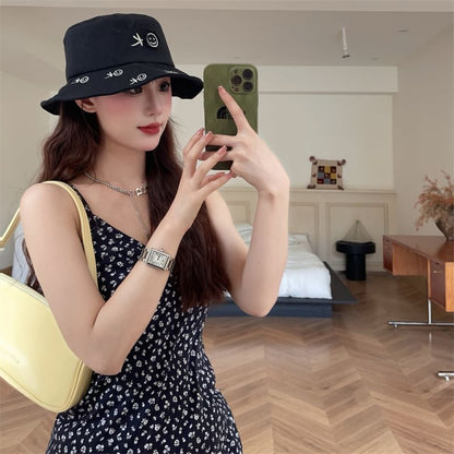 Smiley Face Bucket Hat Embroidered