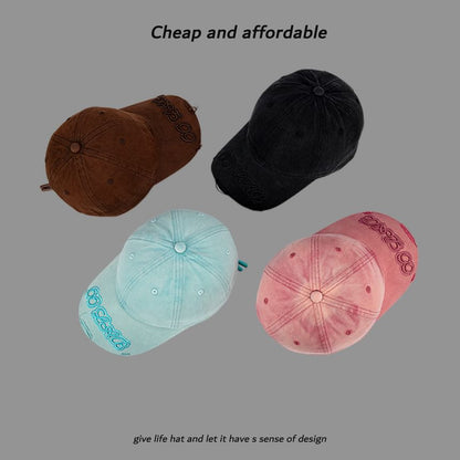 Washed Baseball Lettering Cap Embroidered