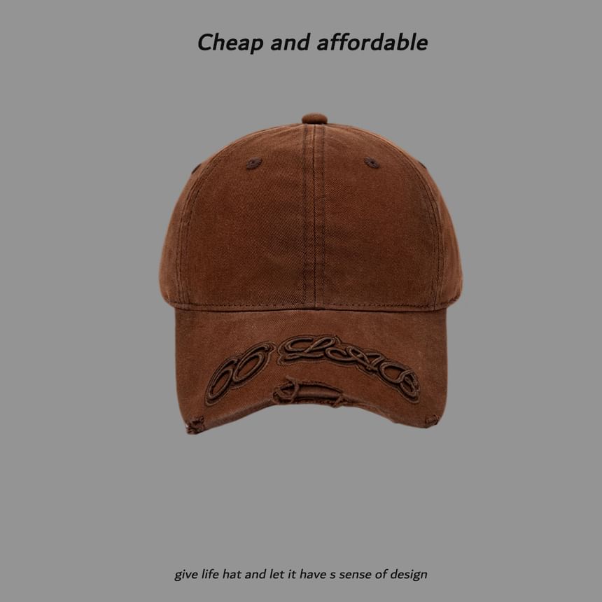 Washed Baseball Lettering Cap Embroidered