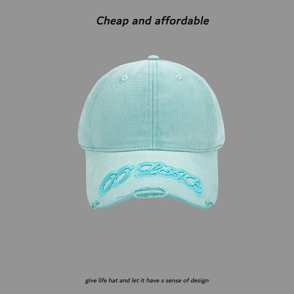 Washed Baseball Lettering Cap Embroidered
