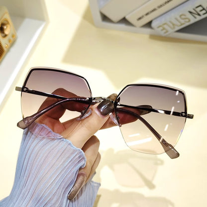 Sunglasses Oversized Geometric Rimless