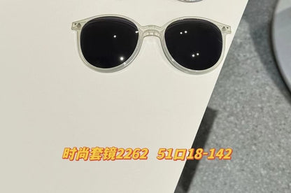 On With Round Glasses Sunglasses Metal Clip