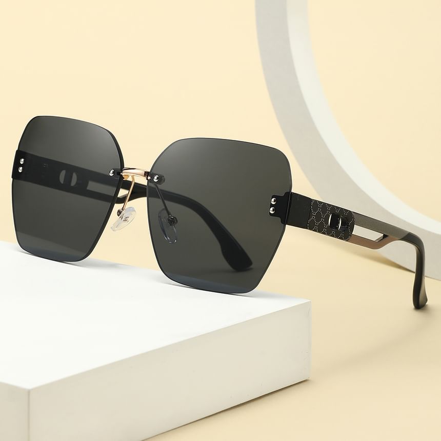 Rimless Oversized Geometric Sunglasses
