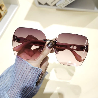 Rimless Oversized Geometric Sunglasses