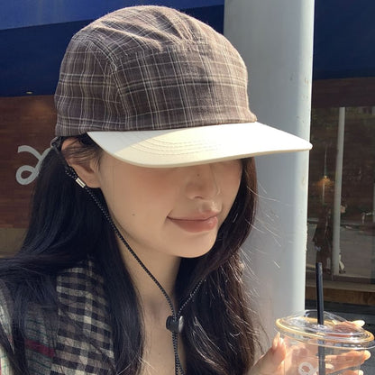 Baseball Drawstring Plaid Cap