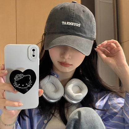 Washed Lettering Cap Baseball Embroidered